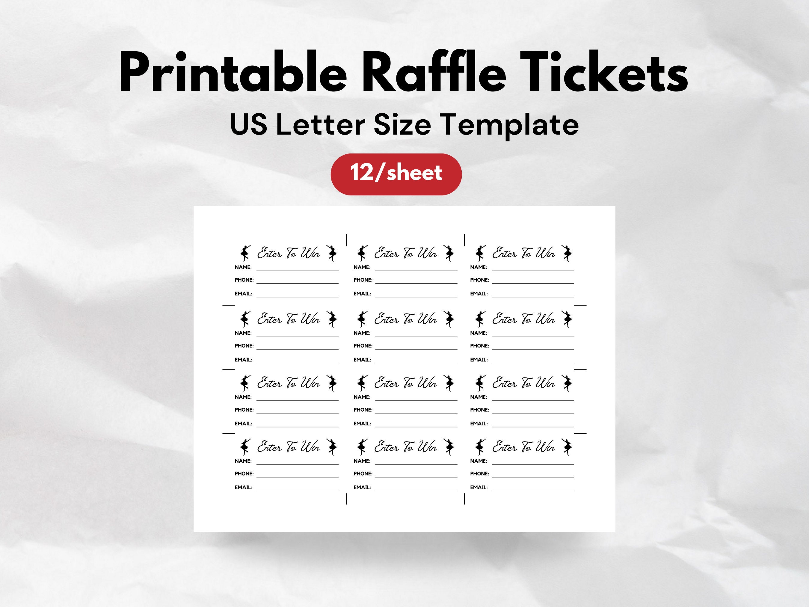 Dance Printable Raffle Ticket Template Dancer Silhouette Enter to Win Dance Printable Raffle Ticket Template Dancer Silhouette Enter to Win