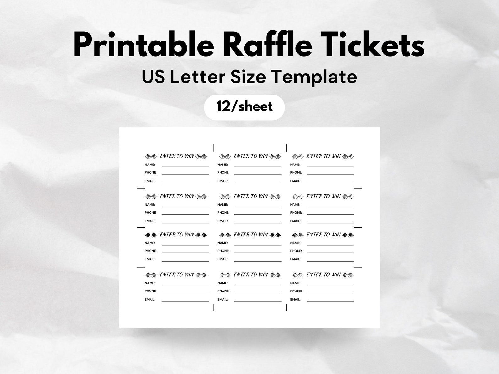 12 Raffle Ticket Checkered Flag Printable Raffle Ticket Template Race Raffle Enter to ...