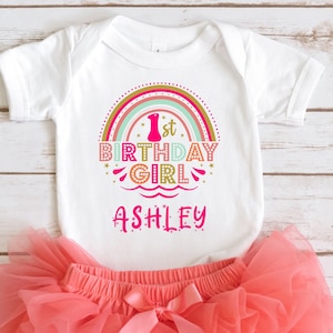 Custom Birthday Girl Shirt  Rainbow Birthday Girl Shirt  T-Shirt For Birthday Girl  Birthday Party Girl Shirt  1st Birthday Baby Onesie