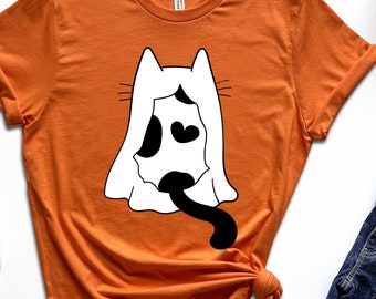 Halloween Ghost Cat Shirt, Halloween Shirt, Cat Shirt, Ghost Shirt, Halloween Cat  Sweatshirt, Halloween Cat Shirt, Cat Lover Shirt