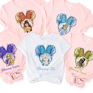 Custom Disney Characters Shirt, Mickey Friends Shirt, Disney Princess Shirt, Disneyland Family Matching Shirt, Birthday Girl Gift,Disney Tee