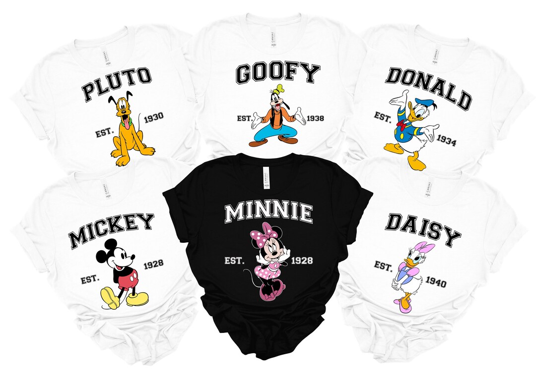 Disney Characters Shirt Minnie Mickey Donald Duck Daisy Goffy Pluto