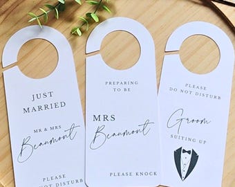Personalised Door Hanger for Minimalist Wedding Do Not Disturb Sign Door Hanger for Wedding Preparation Do Not Disturb Door Hanger Angelina