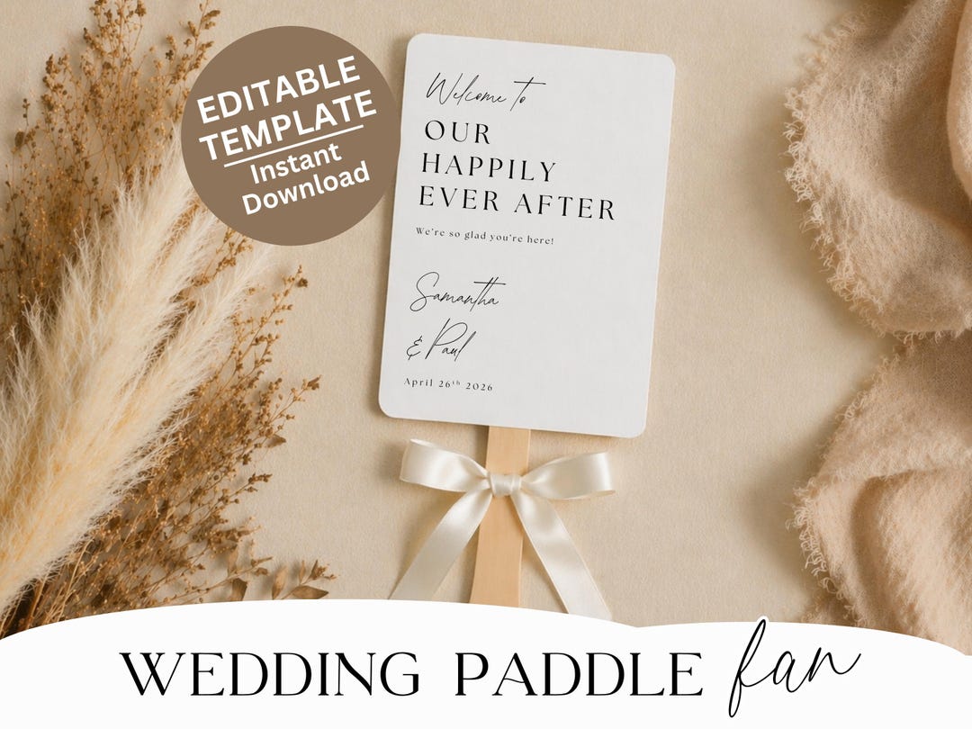 Outdoor Wedding Fan Program Template Paddle Fan Wedding Program Summer ...