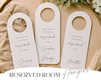 Personalised Reserved Room Door Hanger Tag for Minimalist Wedding - Angelina
