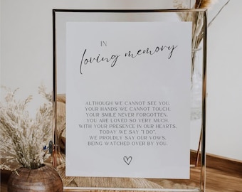 In Loving Memory Wedding Sign Loved Ones Past Memorial Wedding Sign For Ceremony In Loving Memory Remembrance Sign For Loved Ones - Samantha