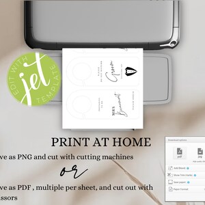 May include: A white printed sheet with wedding-themed text and graphics, including the words "Mrs. Beaumont" and "Green". The image also includes the text "Print at Home" and instructions for saving as PNG or PDF.