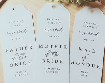 Personalised Reserved Seat Tag for Wedding Minimalist Chair Sign Custom Seating Tag for Wedding Ceremony Reserved Seat Tag Minimal Angelina
