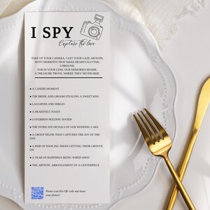 Wedding QR Code Sign I Spy Wedding Game QR Code Wedding Reception Printable Game For Blow Up Our Phones Wedding I Spy Table Game