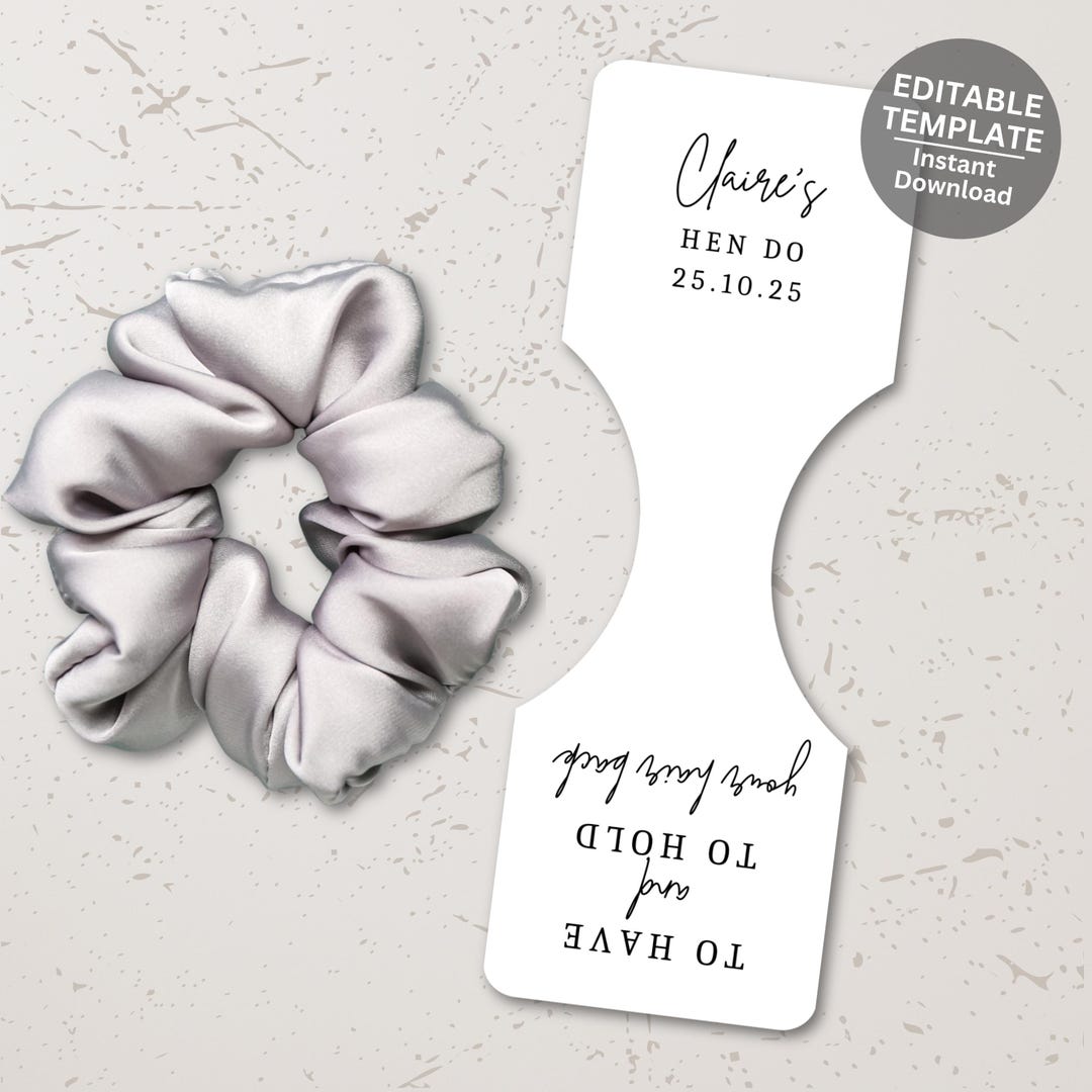 Scrunchie Tag Template Bachelorette Party Scrunchie Gift Tag Printable ...