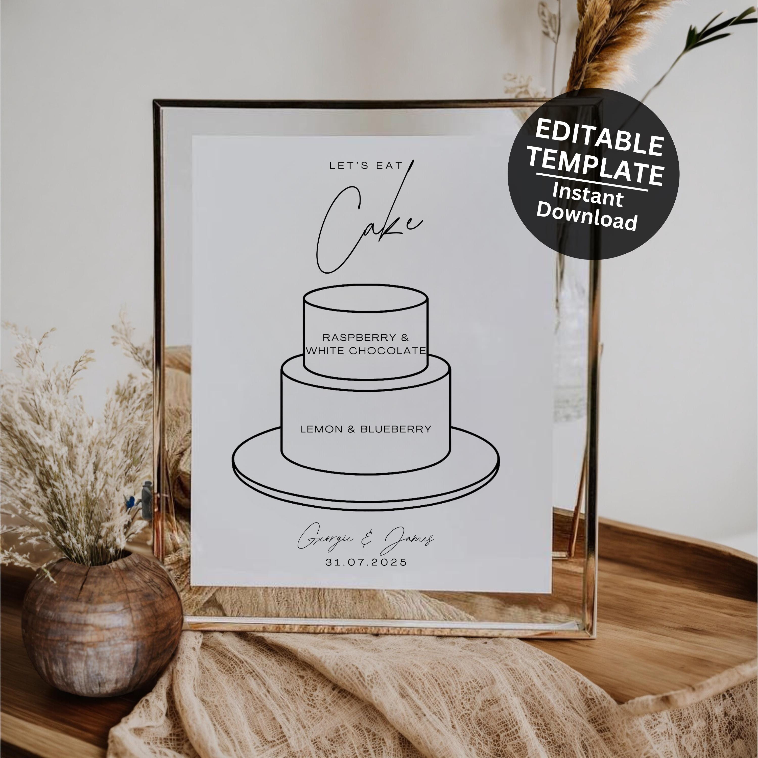 Wedding Cake Flavour Sign for Wedding Cake Sign for Wedding Favour