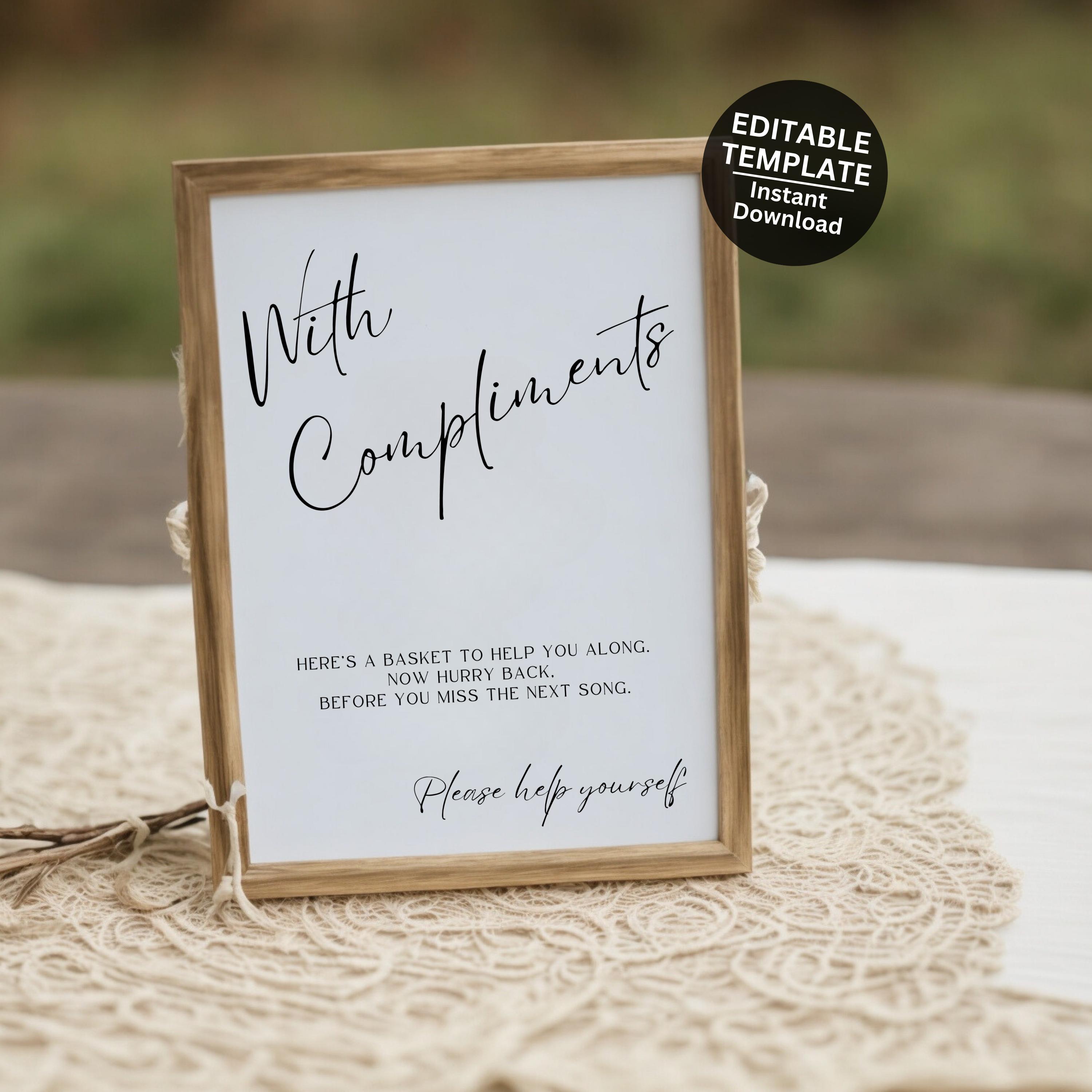 Sign for Wedding Bathroom Basket Sign for Wedding Restroom Sign for ...