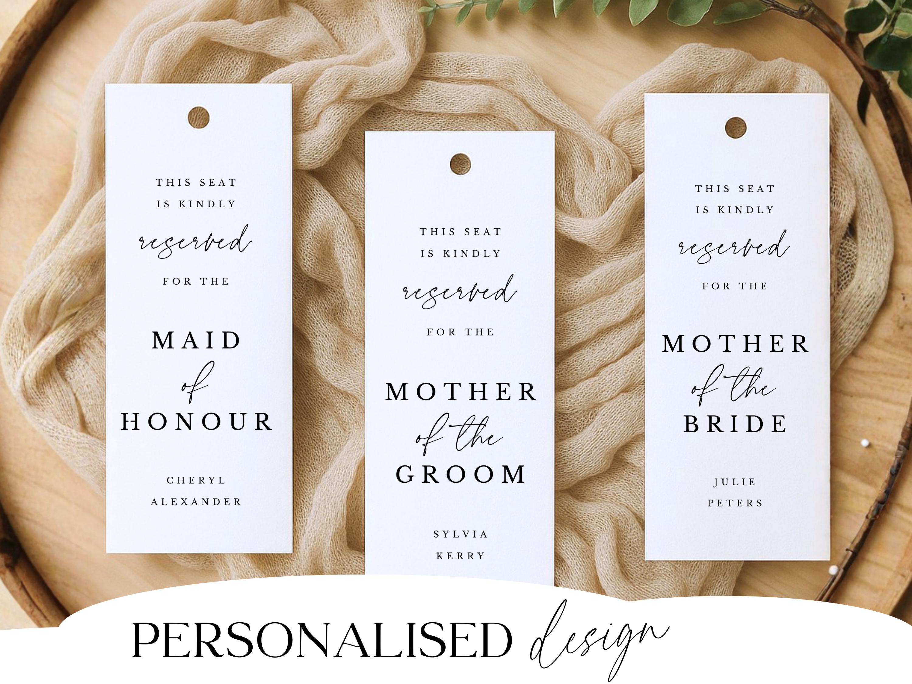 Personalised Reserved Seat Sign for Minimalist Wedding Elegant Chair ...