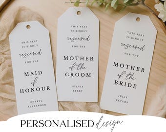 Personalised Reserved Seat Tag for Minimalist Wedding - Angelina