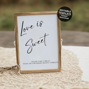 Candy Cart-bord Afdrukbaar Sweet Treat-bord Instant Download Ceremoniebord voor bruiloft Candy Cart-bord voor snoep Buffetbord Love IS Sweet
