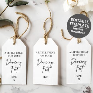 Hochzeit Flip Flop Tag druckbare Leckerei für Ihre tanzenden Füße Tanga Tag minimalistische Hochzeit Tanga Tag druckbare Flip Flop Tag bearbeitbare Vorlage