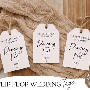 Étiquettes de tong de mariage imprimables pour vos pieds dansants Étiquettes de tong pour mariage minimaliste Étiquettes de tong imprimables