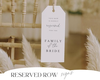 Reserved Row Tag For Church Wedding Minimalist Pew Sign Seating Ceremony Signage