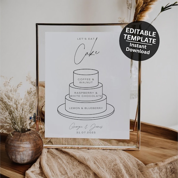Cake Flavour Sign for Wedding Cake Sign Wedding Favour Sign Cake