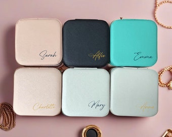 Personalisierte Reise Schmuckbox - Benutzerdefinierte kleiner Organizer für Brautjungfer Geschenke & Reisen, Schmuckschatulle mit Gravur für Sie