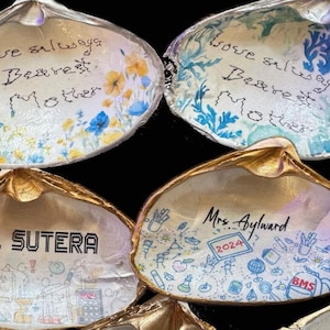 CUSTOM PHOTO Shell, Decoupage, Personalized Gift, Handmade, Teacher Gift, House Accent, Unique Gift, Weddings, Retirement, Memory Shell, Mom