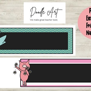 Piggie, Elephant and Friends - Desk Nameplates - Printable/ Editable