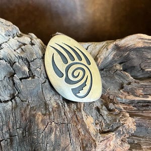 Native American Hopi Bear Paw Pendant Necklace by Riley Polequaptewa Sterling