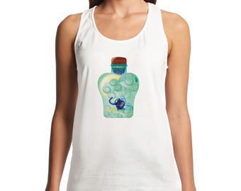 Elephant Fairy in a Magic Bottle Organic Performance Womens Tank Top