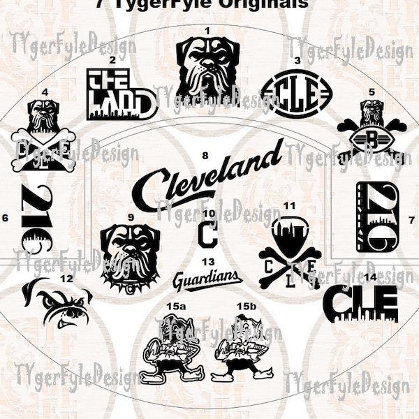 BUNDLE Cleveland (7 Designs + Free Bonus Logos) - digital download (svg dxf)