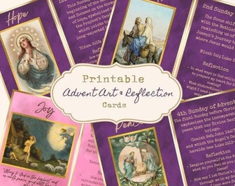 Advent Printable Catholic Prayer Cards and Journaling prompts for advent wreath Catholic Homeschool