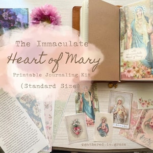 Kit de journalisation liturgique catholique imprimable Cœur Immaculé de Marie d'août taille STANDARD