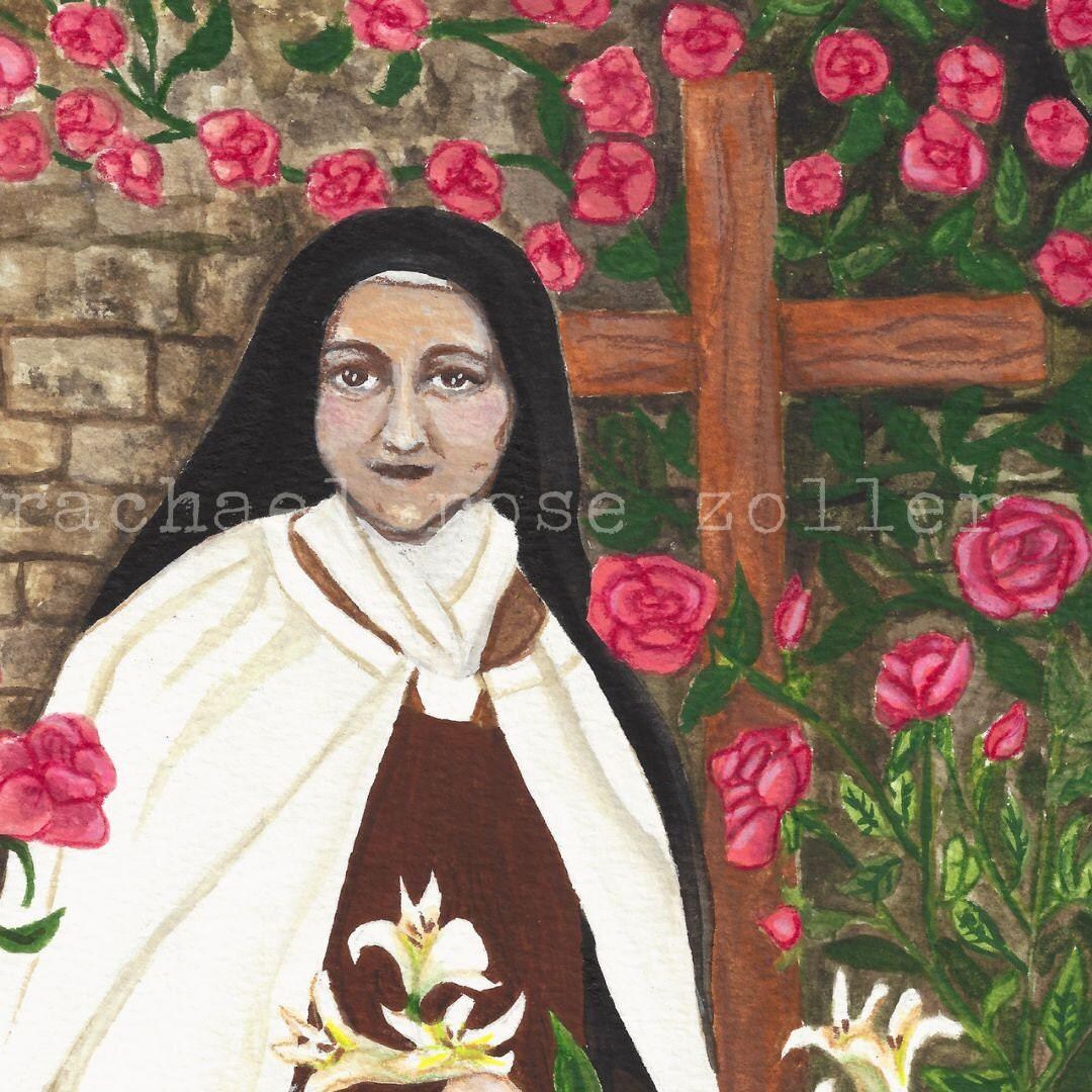 St. Therese of Lisieux the Little Flower Saint Watercolor Gouache by ...