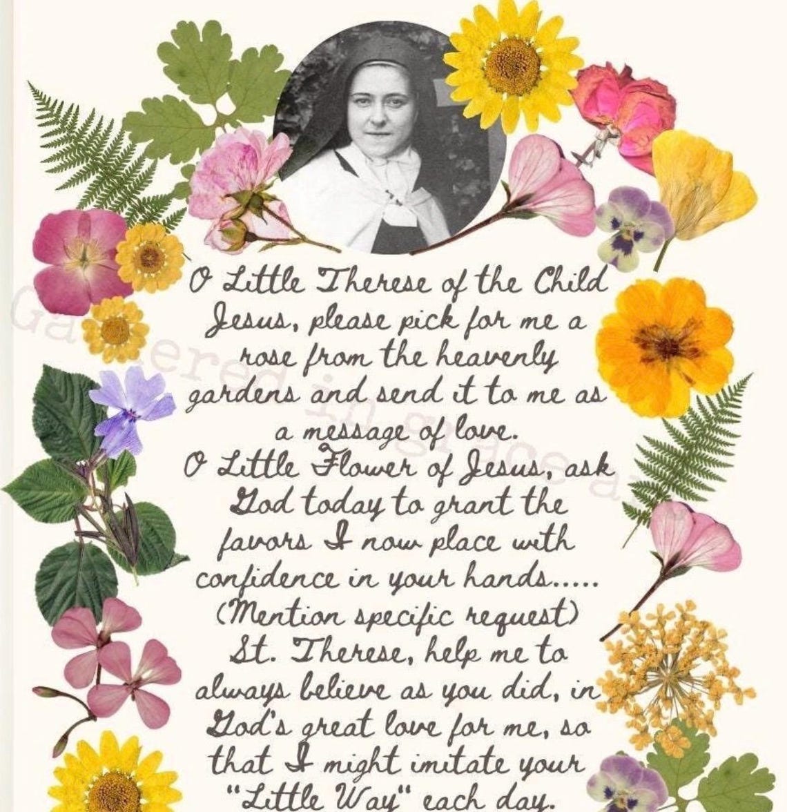 Saint Therese of Lisieux Little Flower Catholic Art Prayer Faith ...