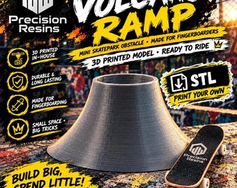 Fingerboard Volcano Ramp | 3D Printable Fingerboard Skatepark Model STL File (Digital Download)