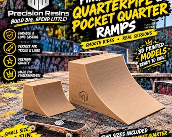 Fingerboard Ramps | 2 Models - Quarterpipe & Pocket Quarter | 3D Printed Skatepark Models