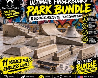 Ultimate Fingerboard Obstacle Molds Bundle | 11 Models | 3D Printable Fingerboard Skatepark STL Files (Digital Download)