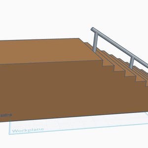 Trap met 10 treden, enkele rail - fingerboard skatepark - afdrukbaar STL-bestand