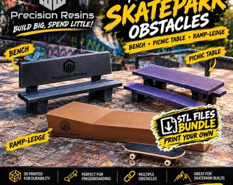 Fingerboard Skatepark Obstacles Bundle | 3 Models | 3D Printable Fingerboard Skatepark STL Bundle (Digital Download)