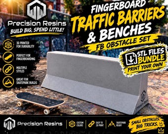 Fingerboard Traffic Barriers Bundle | 5 Obstacle Models | 3D Printable Fingerboard Skatepark STL Bundle (Digital Download)