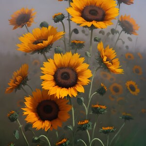 Sonnenblume Poster, Digital Art, Vintage Kunst, Modern Art Print, Home Decor, Geschenkidee, A4