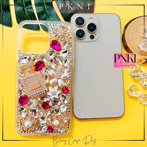 Bling Glitter Crystal Phone Case for iPhone 7+ 8+ Xs XR XsMax 11 12 13 14 15 16 Pro Max Case, Flowers Luxury Crystal Rhinestone Case DIY