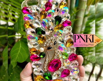 Bling Fox Crystal Rhinestone Phone Case: iPhone, Samsung, Handmade