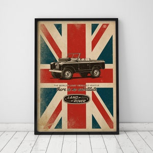 Land Rover Poster, Rover, Illustration, Art, Wall Decor, Land Rover Wall Art, Art Print, Series Land Rover, Man Cave, Poster, Union Jack