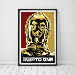 C-3PO, affiche Star Wars, série portraits, illustration, art, décoration murale, art mural Star Wars, droïde, Empire Star Wars, Empire contre-attaque