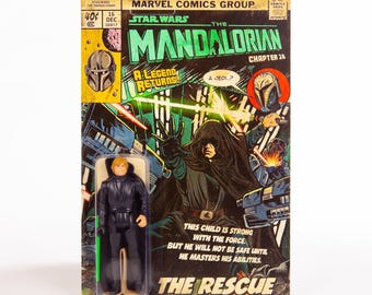 Luke Stywalker (Jedi Academy) Retro Collection Action Figure – Custom Comic Book Cover - Mandalorian TV Series
