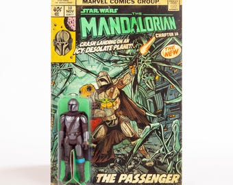 Action figure della collezione retrò The Mandalorian (Beskar) - Copertina del fumetto personalizzata - Serie TV Mandalorian