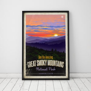 Smoky Mountain National Park Poster, National Parks, Art, Wall Decor,  Wall Art, Art Print, Vintage Poster, Vintage Travel Poster, Travel