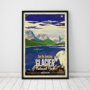 Glacier National Park Poster, National Parks, Art, Wall Decor,  Wall Art, Art Print, Vintage Poster, Vintage Travel Poster, Travel Poster