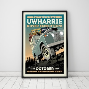 Uwharrie Land Rover Poster 2017, Rover, Illustration, Wall Decor, Land Rover Wall Art, Art Print, Series Land Rover, Man Cave, Vintage Car