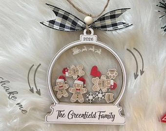 Personalized Gingerbread With Hat Family Christmas Ornament, Custom Family Ornament 2026, 4D Customized Cookie Ornament Gift for Christmas